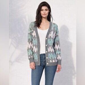 Petal Dew Argyle Button-Front Cardigan | Size Small | Like New